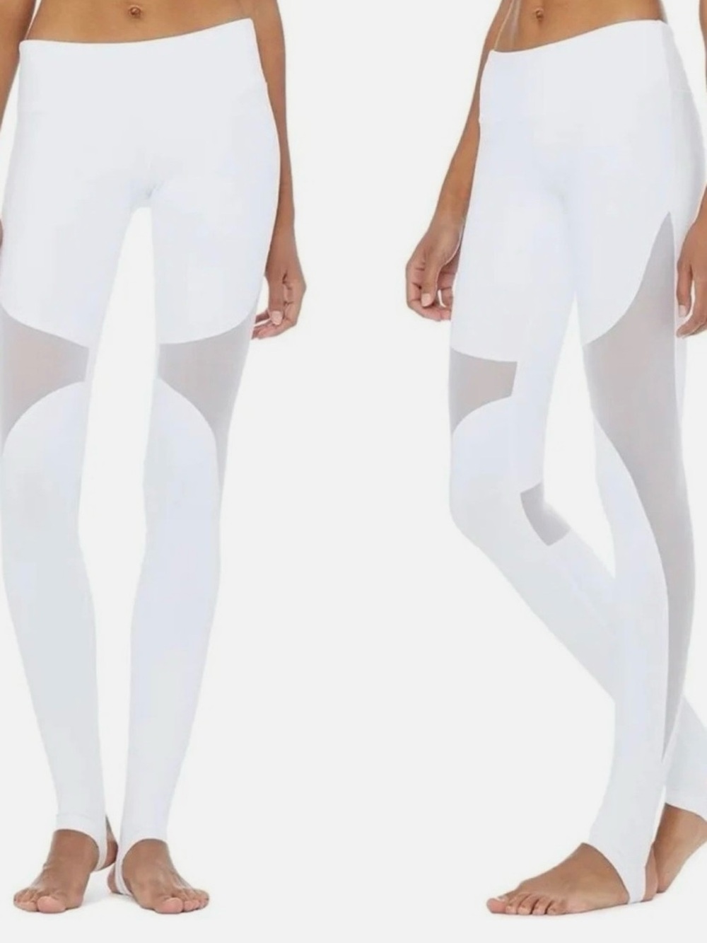 ALO Yoga Coast White High-Waist Mesh-Panel Leggings